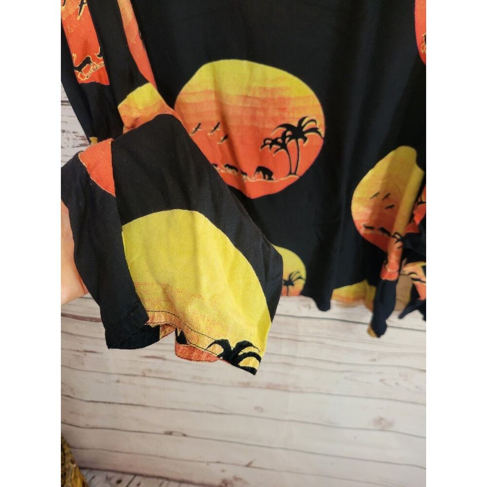 Ashro Black Sunset Safari Print Oversized Long Sleeve Casual Top Womens SZ Small - Picture 8 of 9